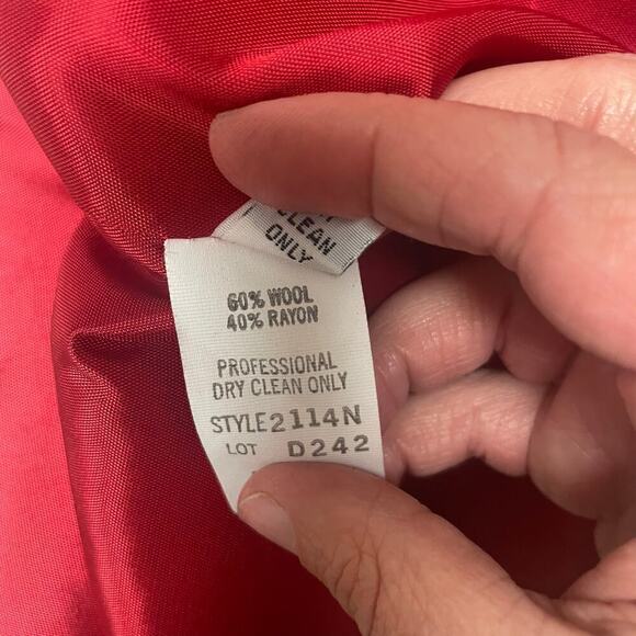 Vtg Paul Stanley Red Black Houndstooth Blazer Sz 10 Long Jacket Double Button - Picture 6 of 6